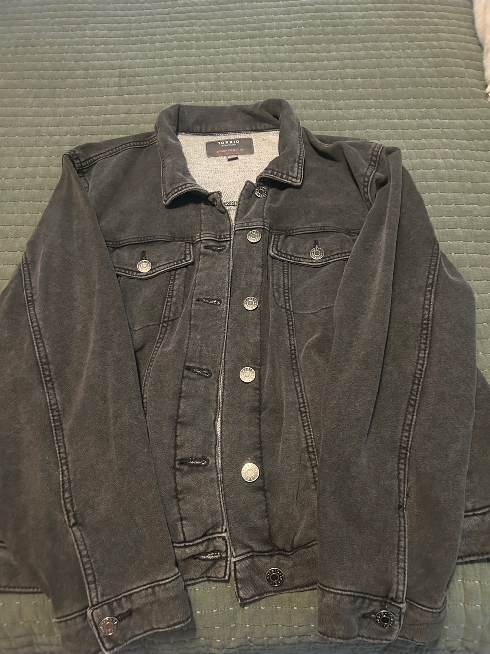 3X Torrid Faded Black Cotton Trucker Jacket
